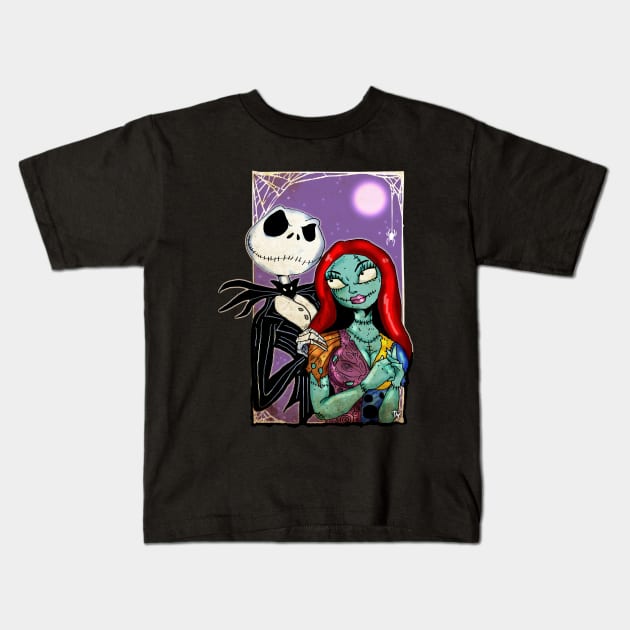 Jack and Sally Kids T-Shirt by Trapjaw1974